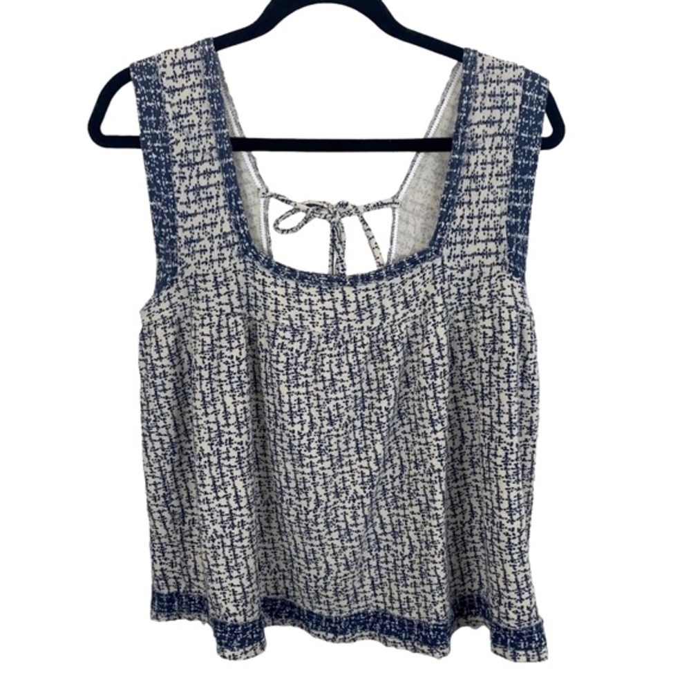 Ecote Urban Outfitters Blue Ivory Boho Linen Blend Tank Top sz M
